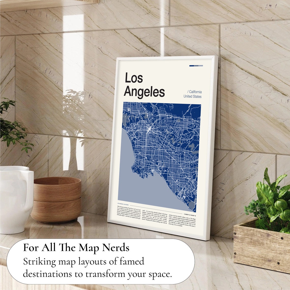 Los Angeles Street Map Navy Blue Modern Minimalist City Poster - Image 4