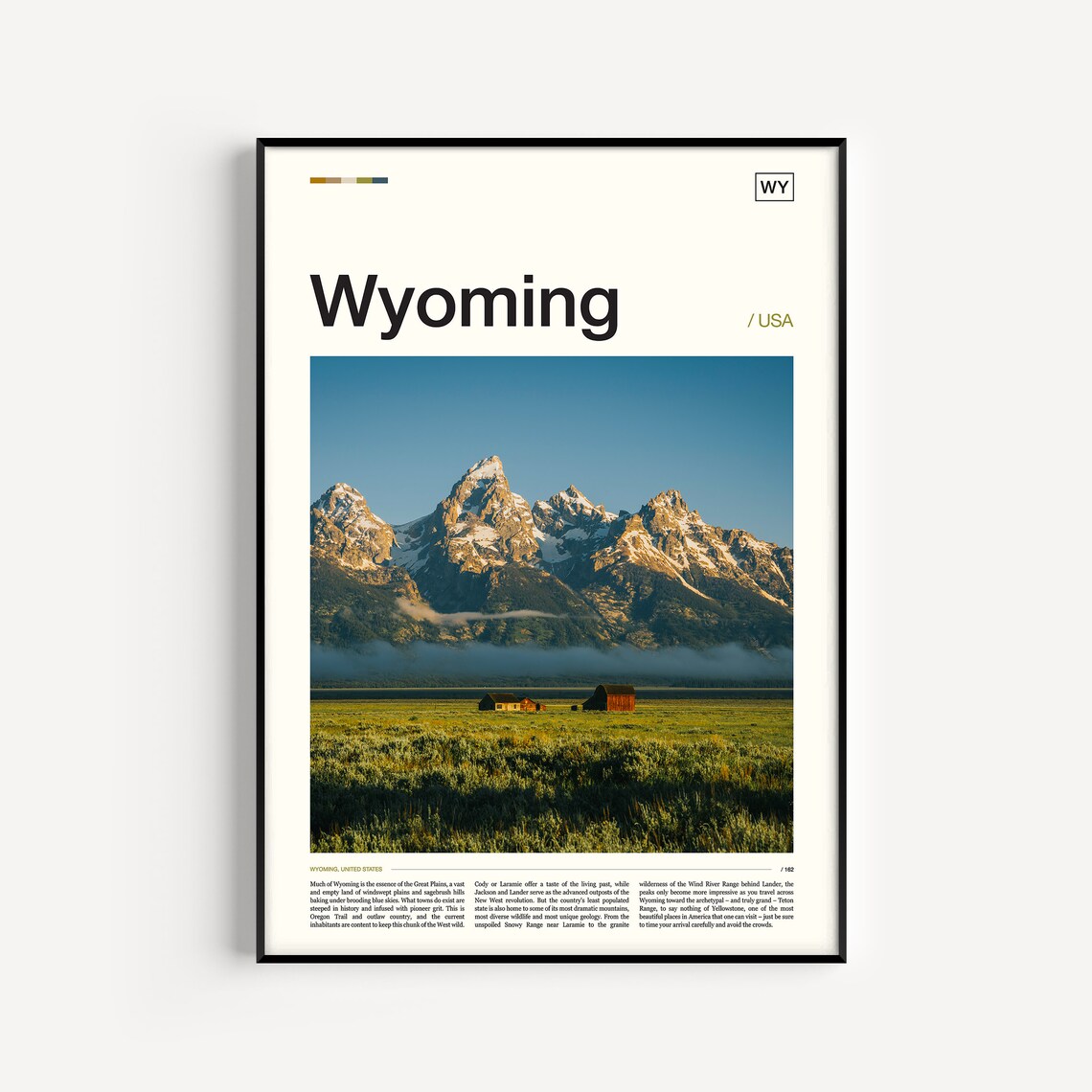 Grand Teton Travel Poster, Wyoming Landscape