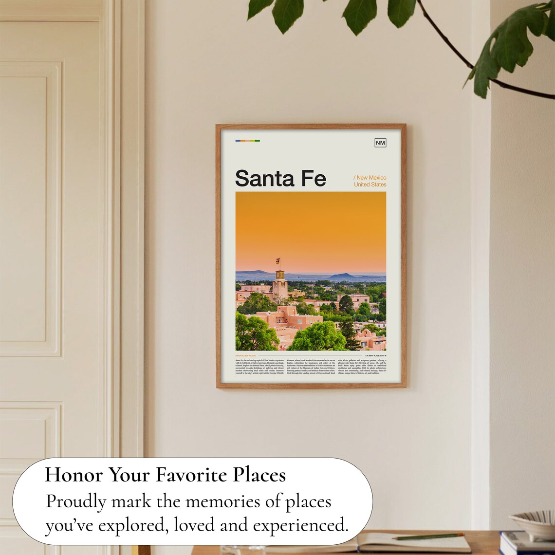 Santa Fe New Mexico Travel Poster, Office Decor - Image 5