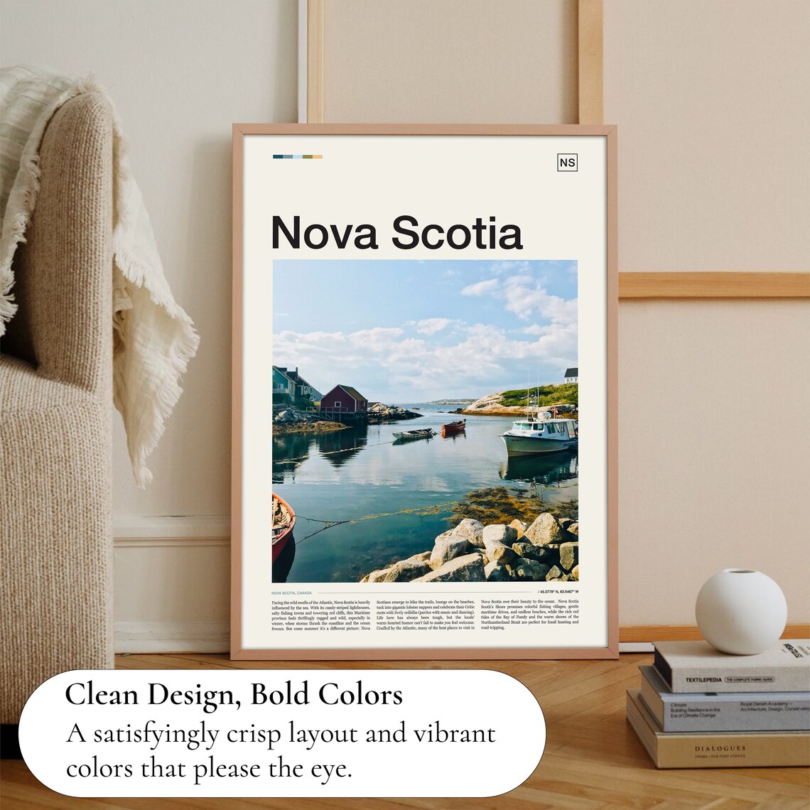 Nova Scotia Canada Fishing Village Cove Boats Rocky Shore Poster - Image 3