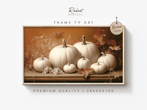 White Pumpkin Harvest Arrangement Warm Amber Fall Art Poster