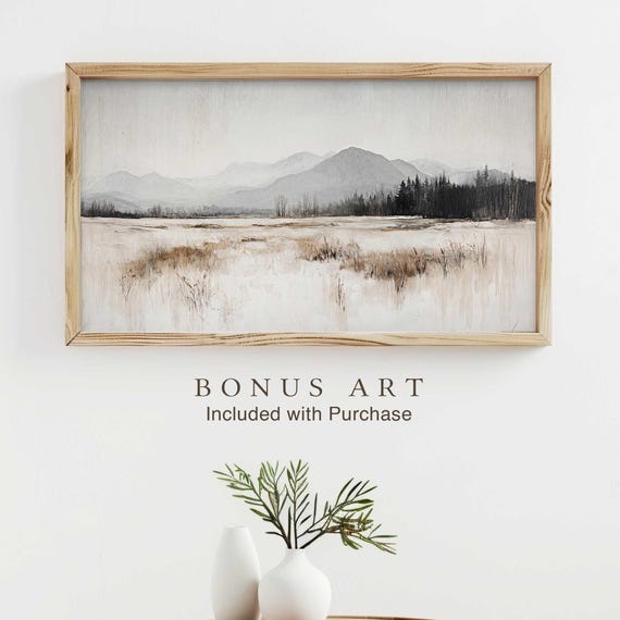 Snowy Rabbit Frame Tv Art Winter Animal Decor Cute Snow Hare Rustic Farmhouse Christmas Tv Art Cozy Winter Wall Art