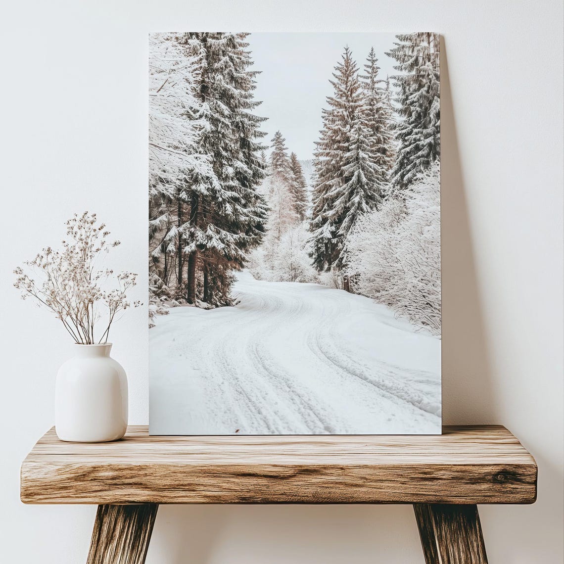 Winter Pine Cone Berry Still Life Watercolor Rustic Wall Art - Image 3