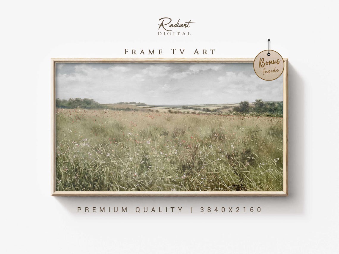 Pastoral Landscape Frame Tv Art Spring Meadow Hills Tranquil Nature Art For Tv Green Field Tv Art Country Landscape Farmhouse Tv Art