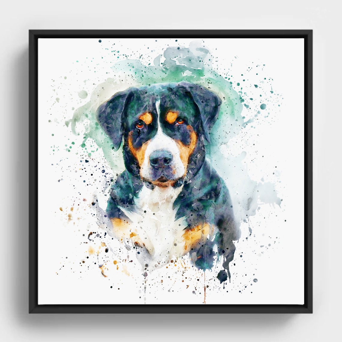 Bernese Mountain Dog Watercolor Portrait Loyal Pet Dog Poster