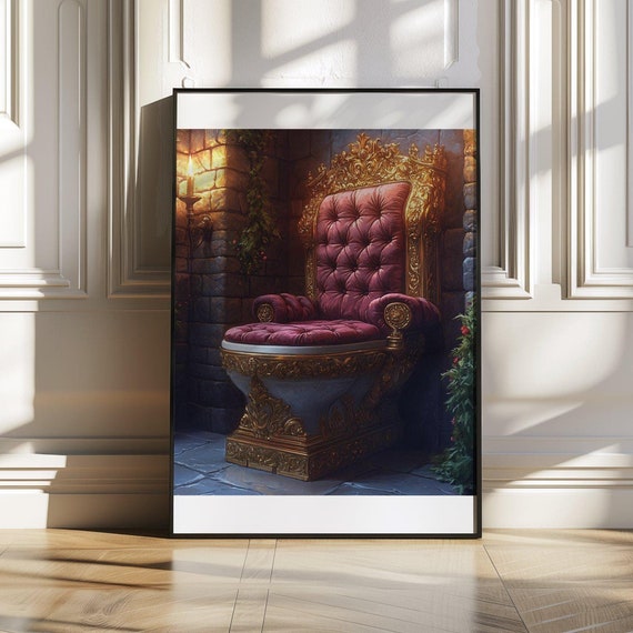 Luxurious Throne Wall Art Medieval Chair Poster Royalty Inspired Dcor Castle Dcor Artwork Gilded Throne Print Regal Wall Art