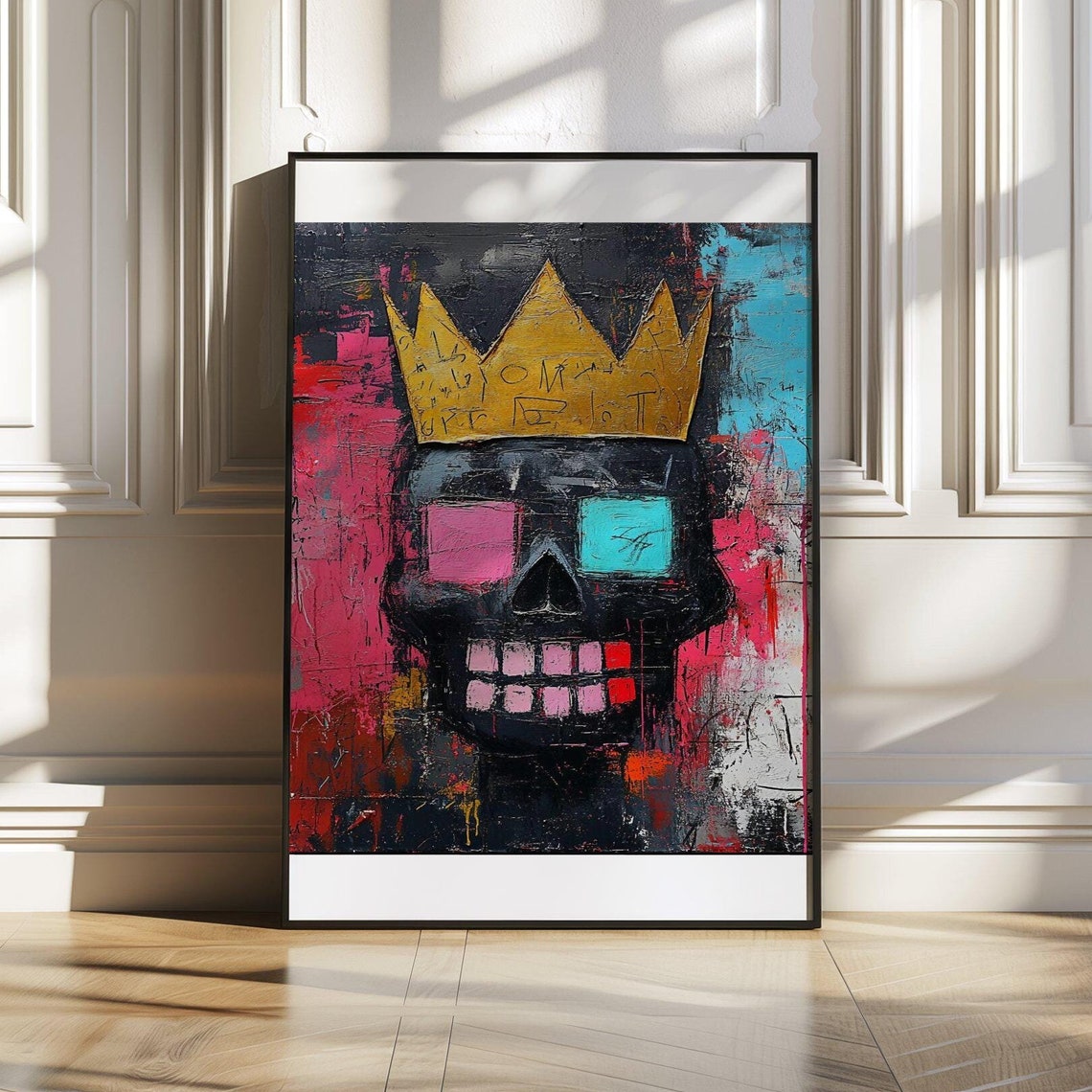 Skull Art Print Colourful Abstract Wall Art Modern Home Dcor Crown Painting Pop Art Style Unique Gift Unframed