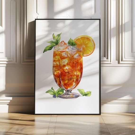Refreshing Iced Tea Wall Art Beautiful Glass Of Iced Tea Print Lemon And Mint Wall Dcor Summer Drink Art Kitchen Wall Art