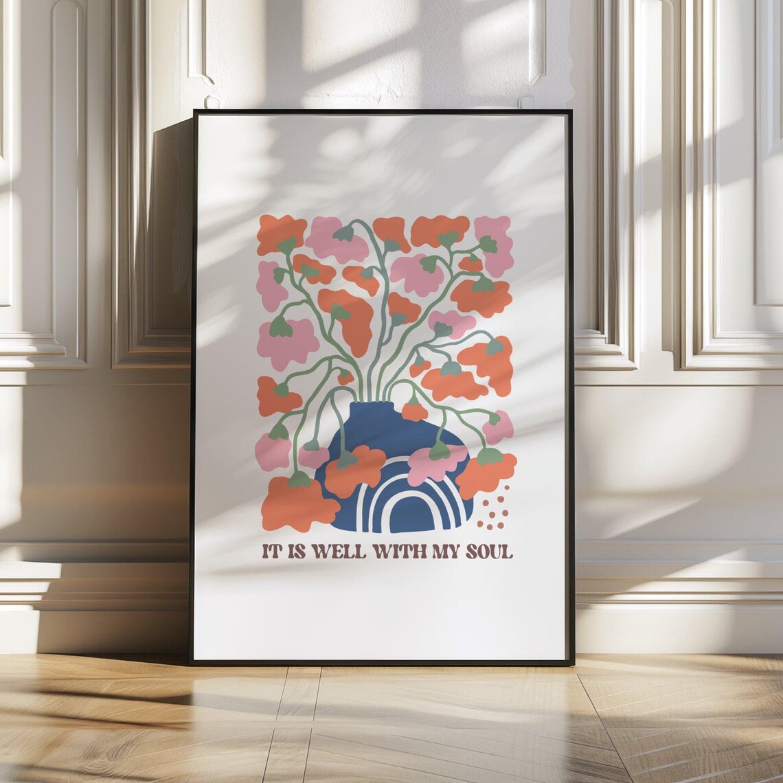It Is Well With My Soul Abstract Floral Vase Retro Quote Poster