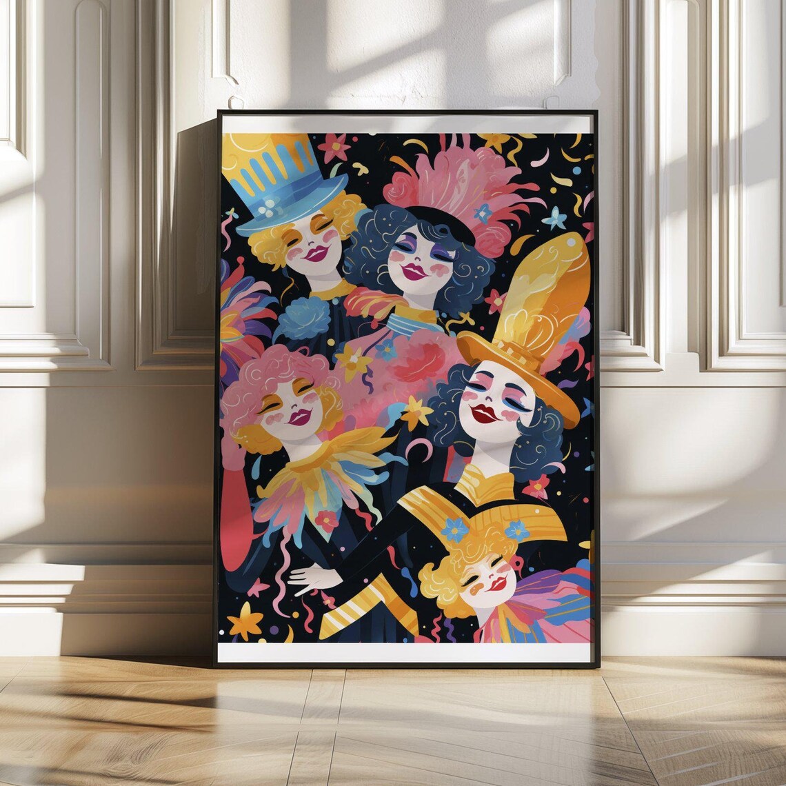 Vintage Burlesque Carnival Performers With Bold Stage Makeup Poster