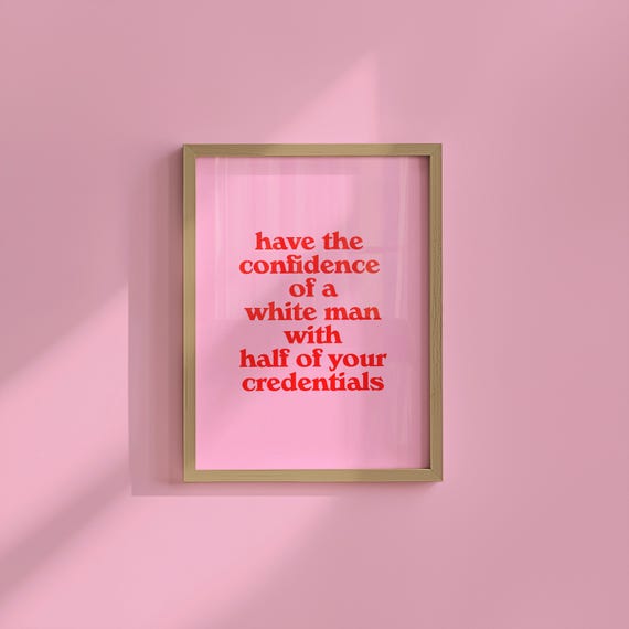 Wall Art Print Sassy Pink Office With Confidence Quote Motivational Decor For Workspaces