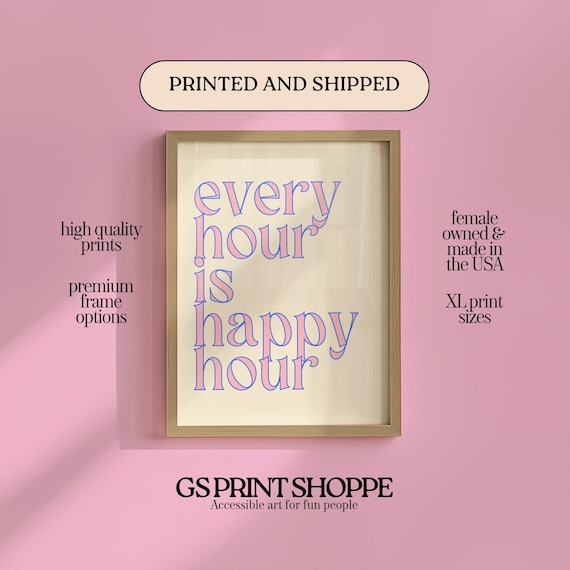 Every Hour Is Happy Vertical Beige Art Print