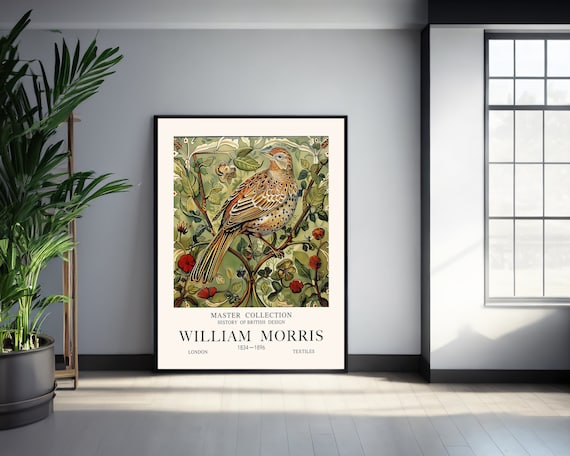 William Morris Thrush Bird Textile British Design Gallery Poster