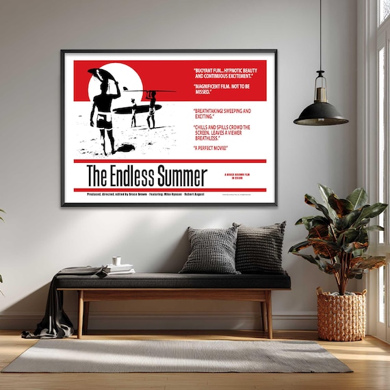 The Endless Summer Surf Movie Retro Red Sun Surfers Classic Film Poster