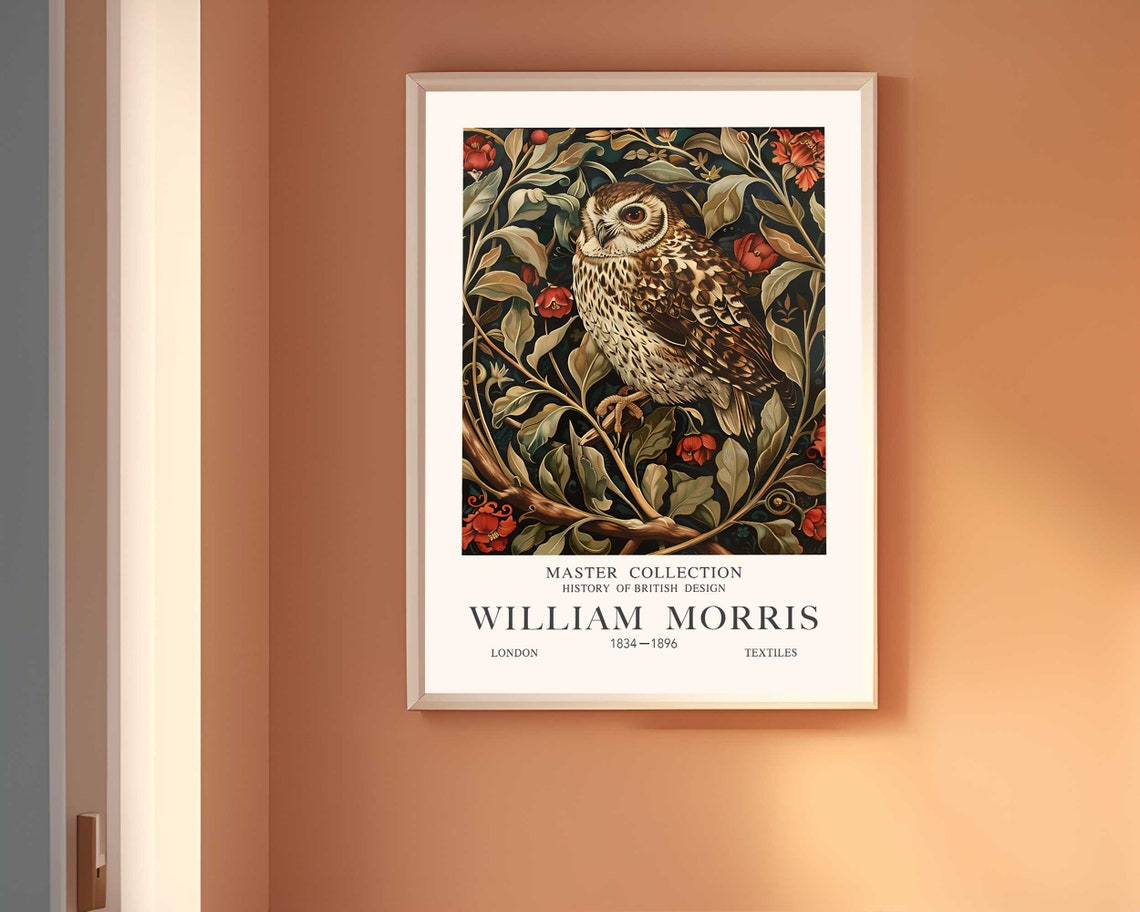 William Morris Owl Master Collection Vintage Botanical Floral Poster