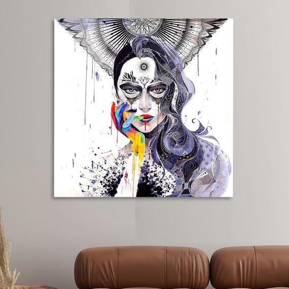 Abstract Woman Art Decor Drawing Wall Decoration Glass Modern Christmas