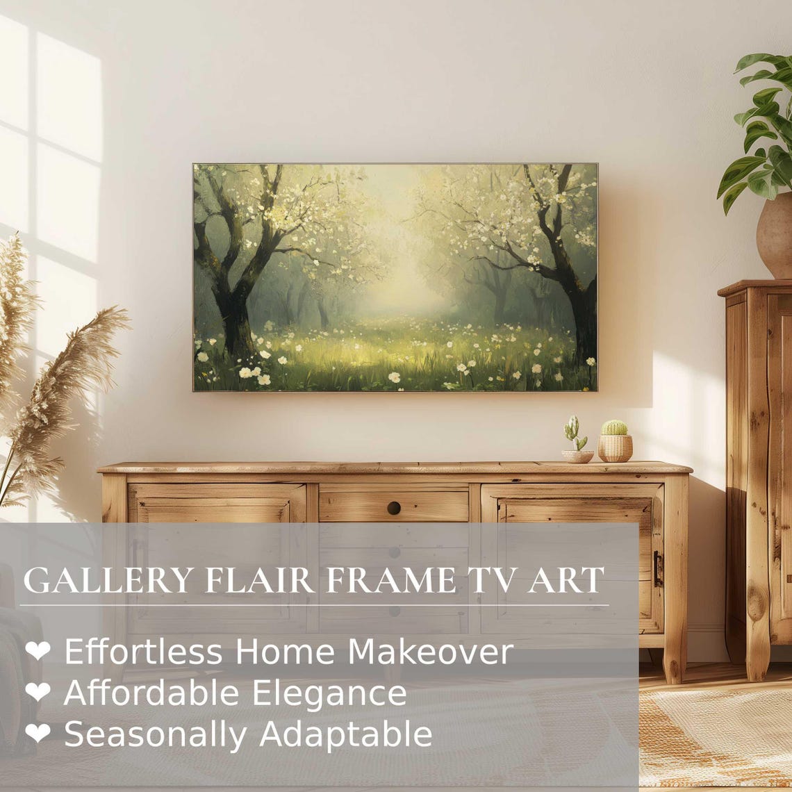 Misty Blossom Orchard Morning Light Impressionist Spring Poster - Image 2