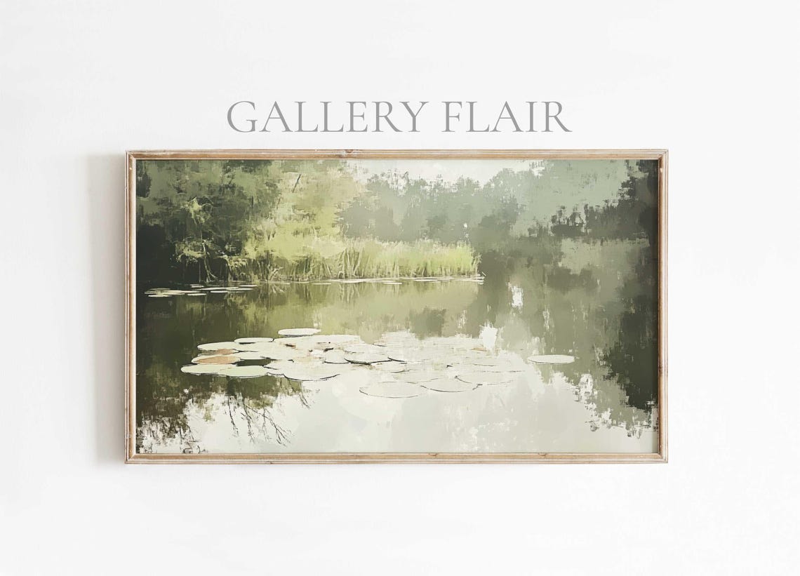 Lily Pads Pond Monet Style Green Impressionist Nature Poster