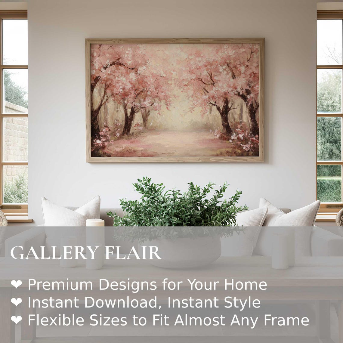 Cherry Blossom Tree Lined Path Pink Canopy Spring Landscape Poster - Image 2