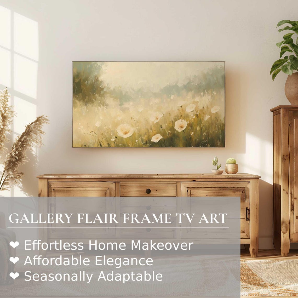 White Poppies Golden Meadow Impressionist Spring Landscape Poster - Image 2