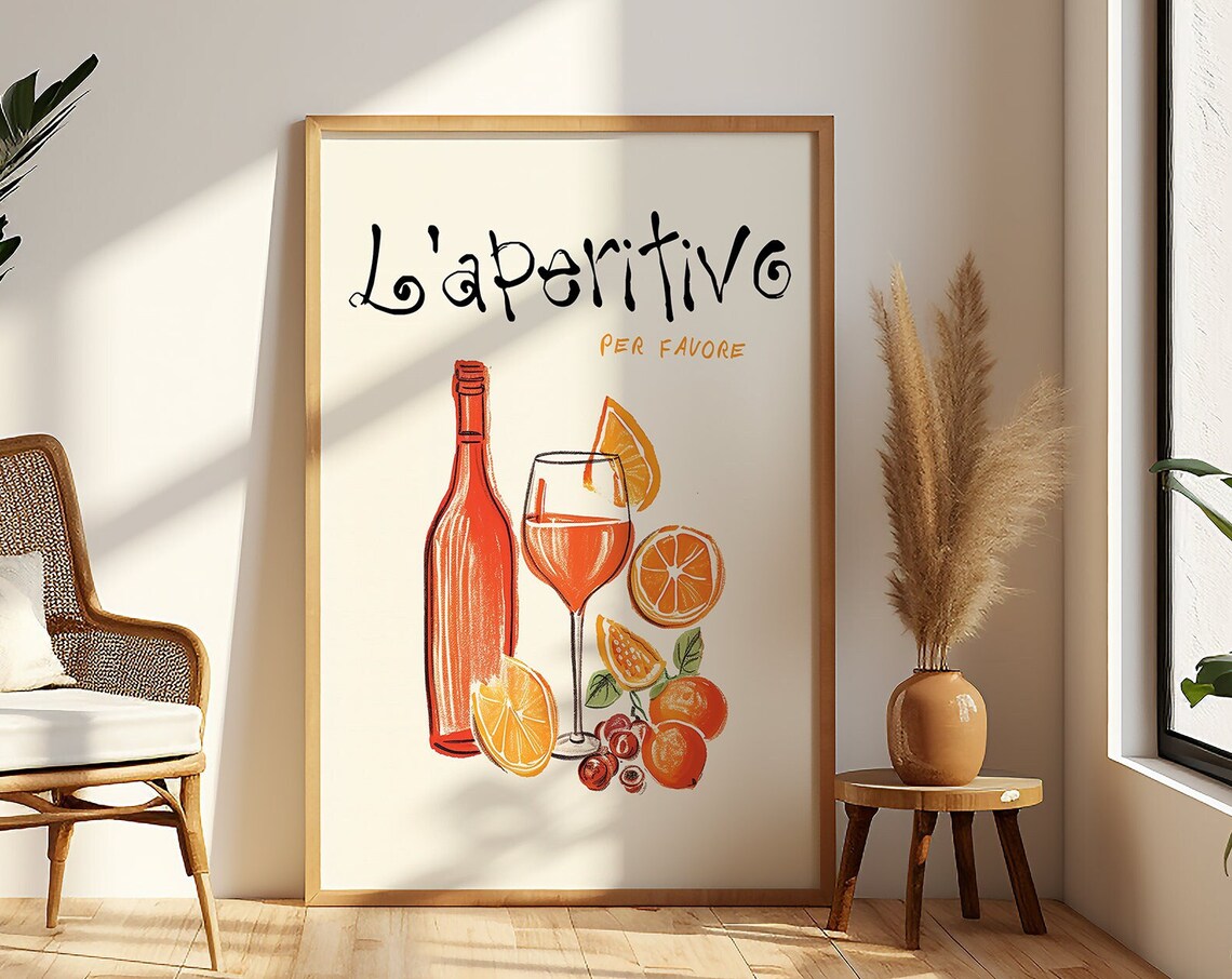 Italian Spritz Retro Bar Cocktail Art Print