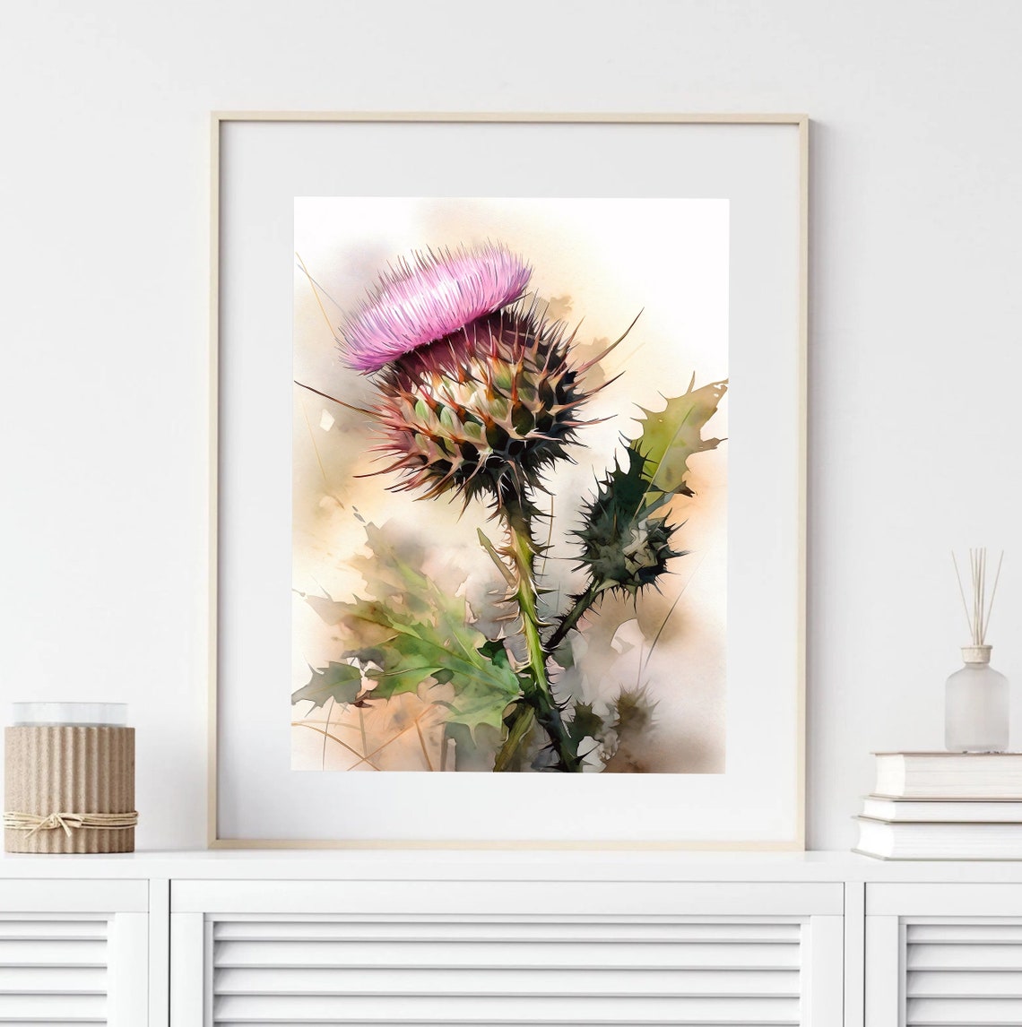 Texas Thistle Flower Bud Watercolor Botanical Nature Art Poster - Image 4