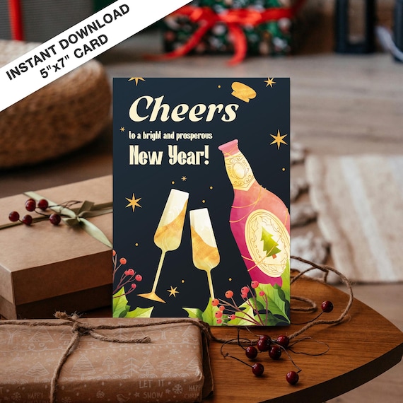 Cheers To A Bright And Prosperous New Year Holiday Card Poster
