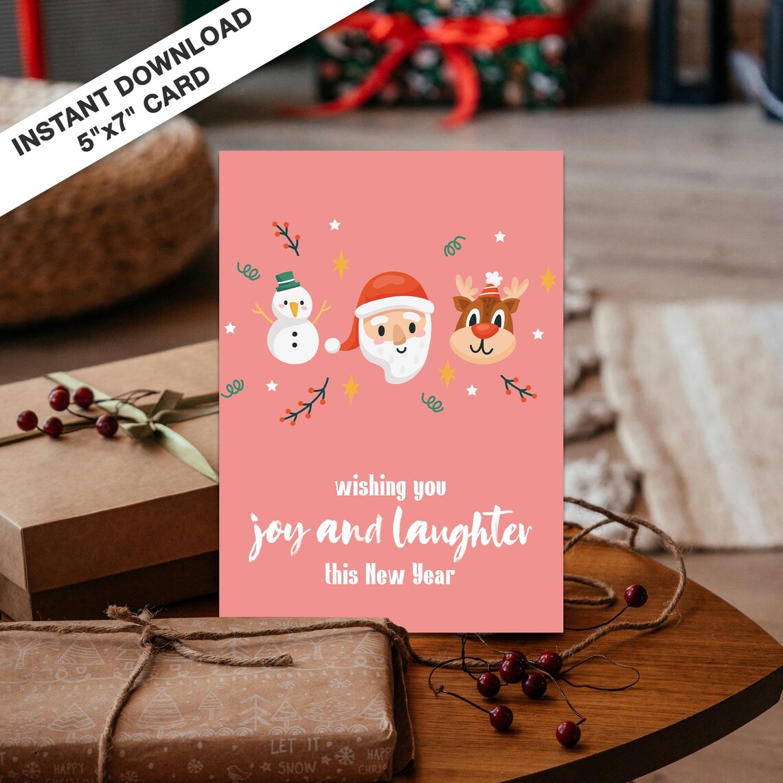 Wishing You Joy And Laughter This Happy New Year Card Poster
