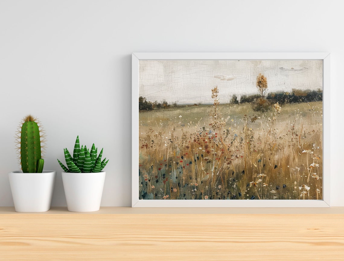 Vintage Wildflower Meadow Countryside Impressionist Art Poster - Image 4
