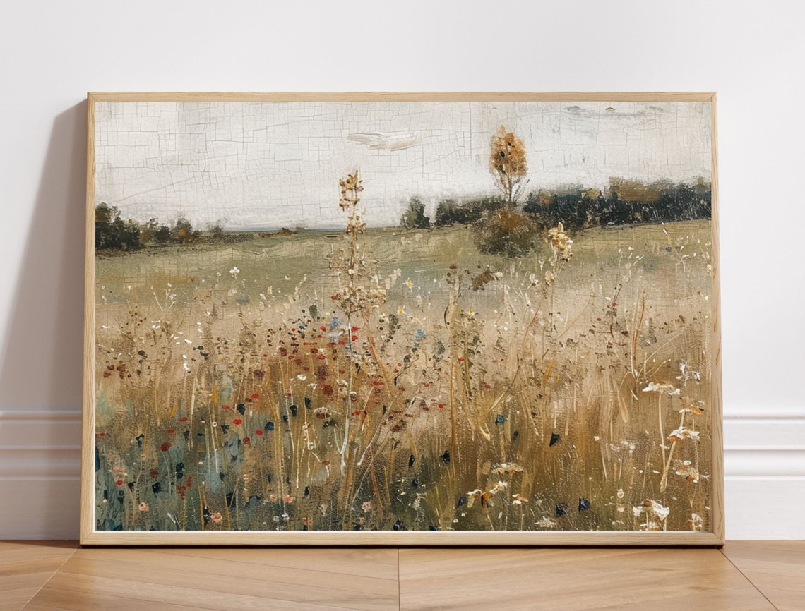Vintage Wildflower Meadow Countryside Impressionist Art Poster - Image 8