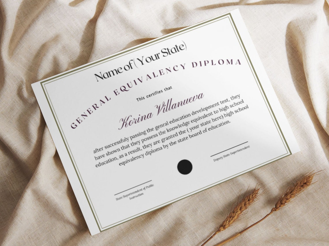 GED Diploma Certificate Novelty Template with Seal Editable Print - Image 8