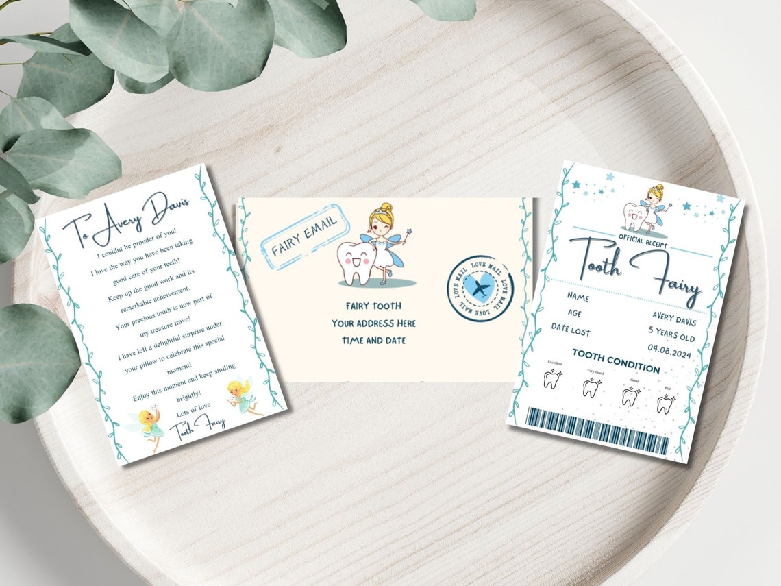 Tooth Fairy Official Receipt Certificate Letter Set Kids Print - Image 3