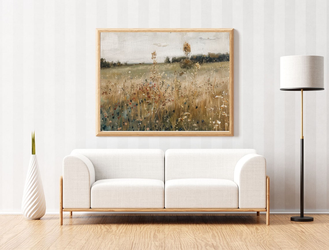 Vintage Wildflower Meadow Countryside Impressionist Art Poster - Image 2