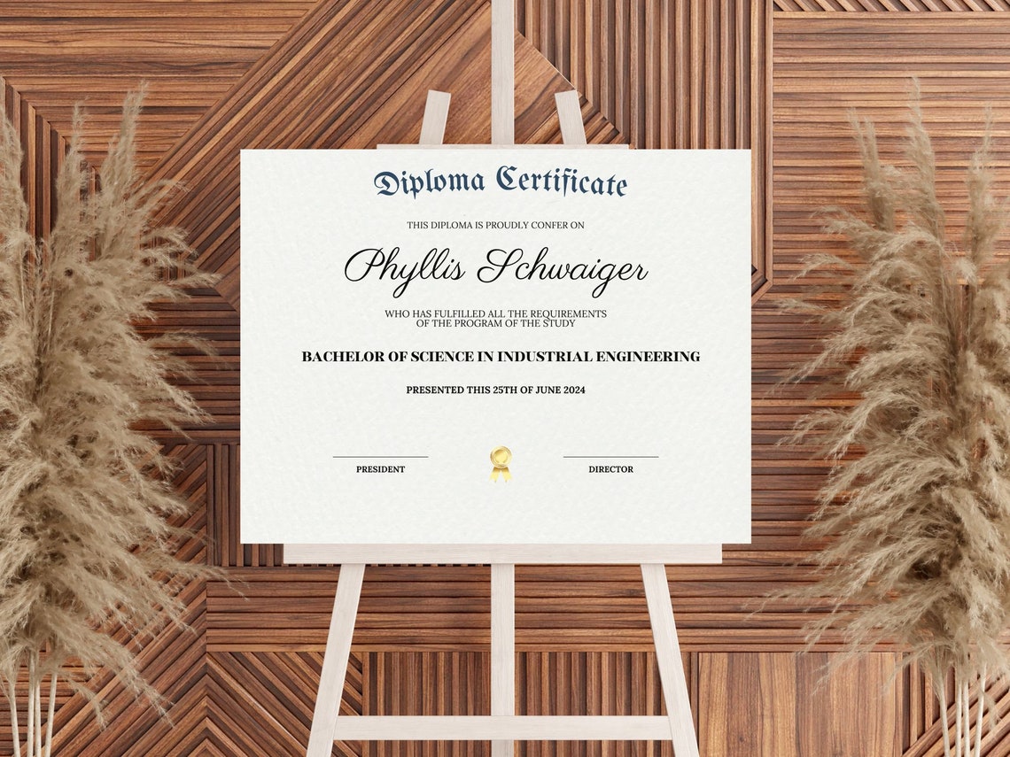 Editable College Diploma Certificate Template Gold Ribbon Print - Image 5