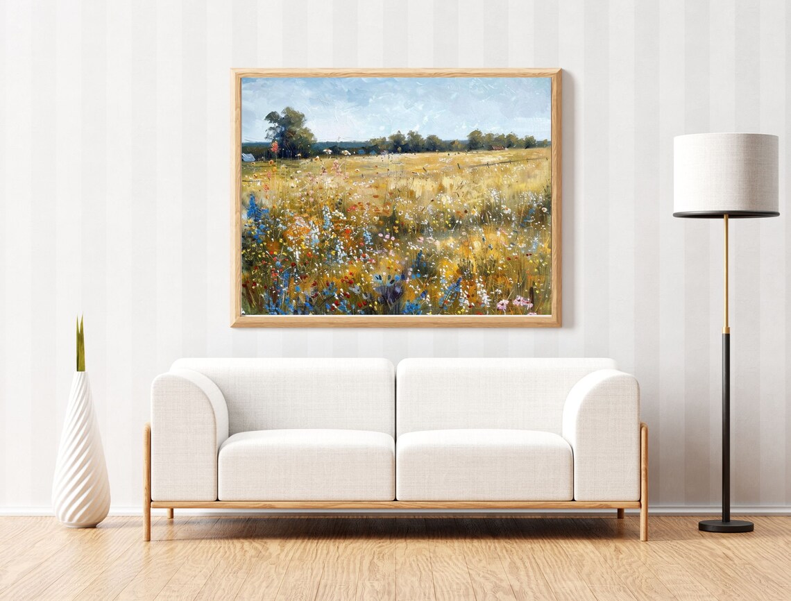 Meadow Wildflowers Oil Painting Golden Field Vintage Landscape Poster - Image 6