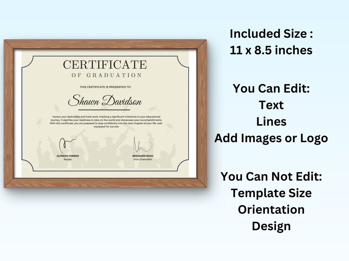 Editable Graduation Certificate Template Classic Diploma Frame Print - Image 7