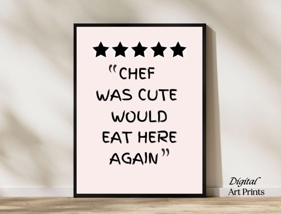 Aesthetic Kitchen Decor Cute Cooking Art Kitchen Wall Art Print Minimalist Heart Print Red Chef Art Print The Original