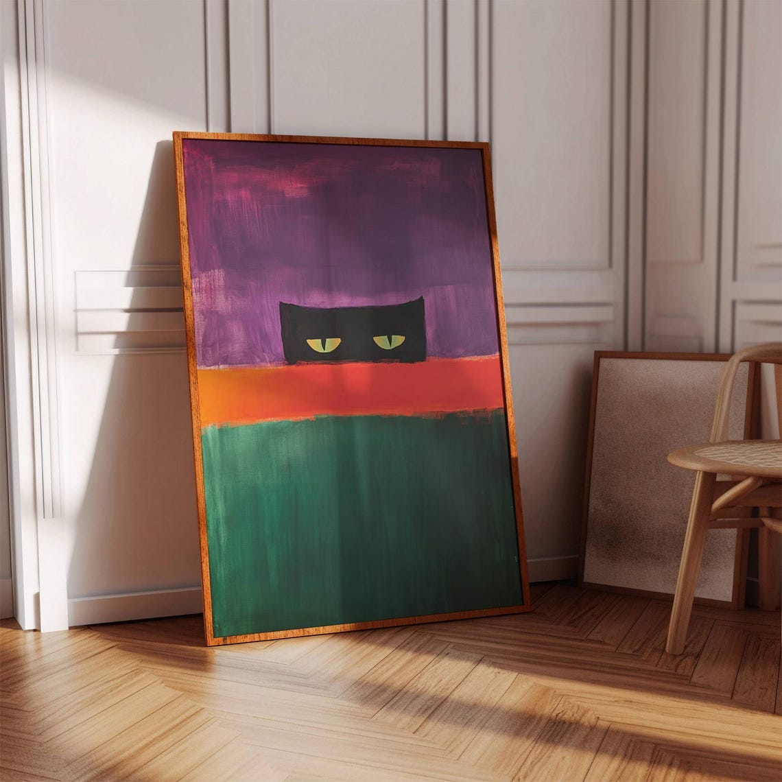 Minimalist Black Cat Eyes Abstract Color Block Modern Art Poster - Image 2