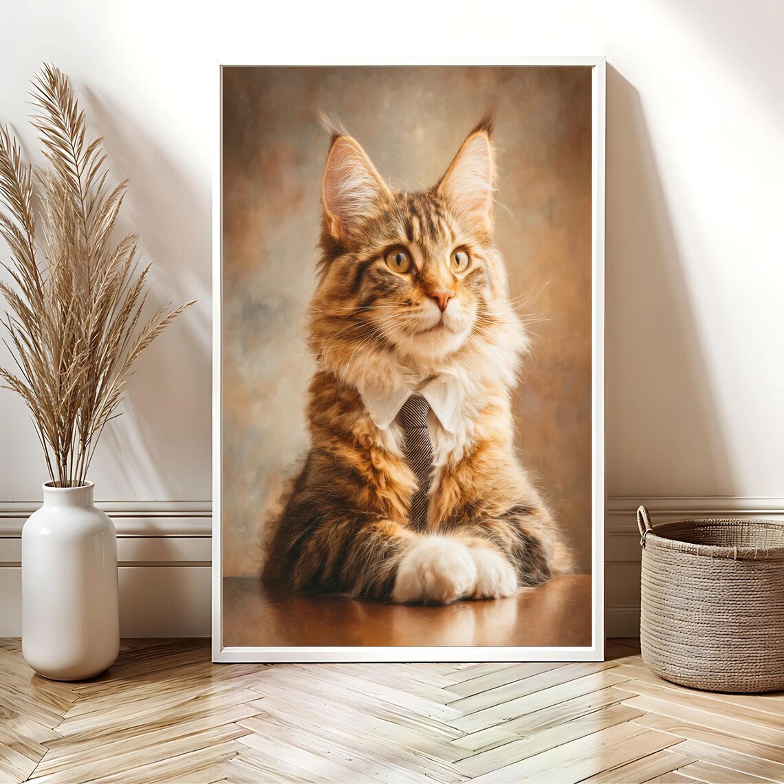 Distinguished Maine Coon Cat in Shirt and Tie Business Poster - Image 2