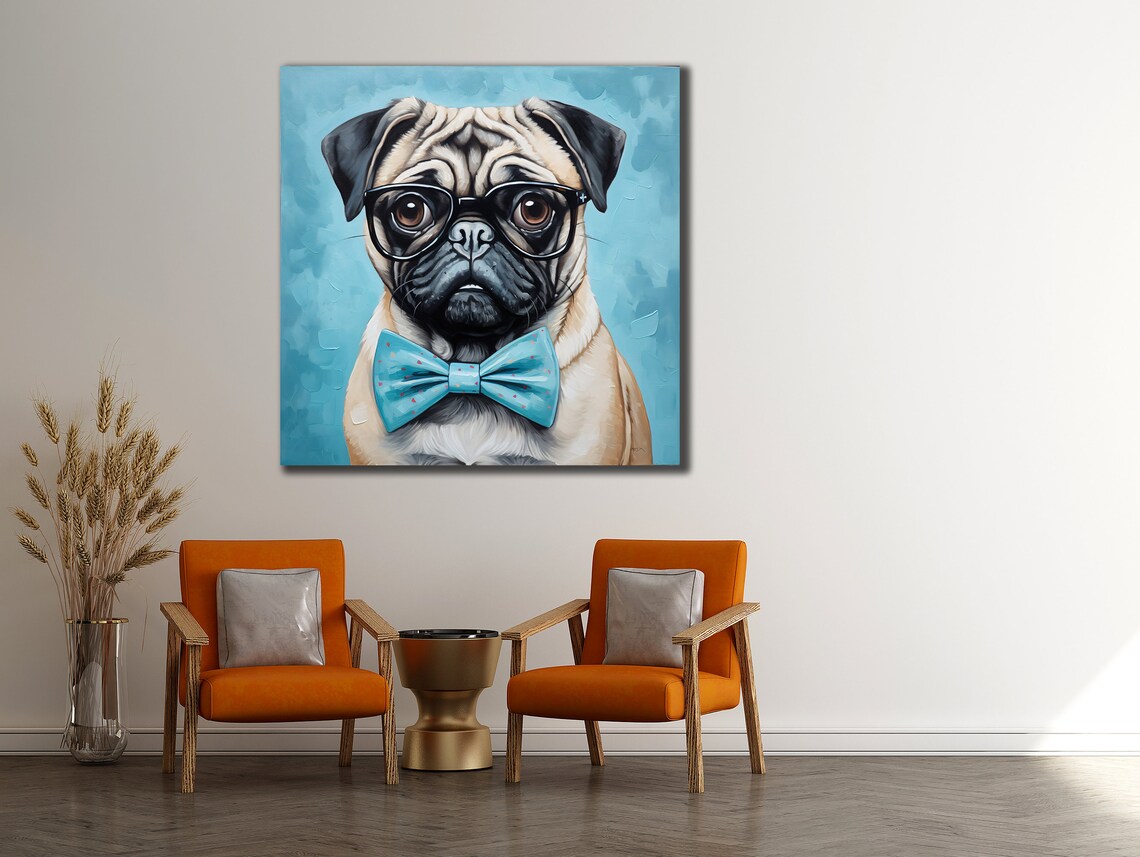 White Bulldog Art Gift For Dog Lovers Colorful Dog Wall Art Home Office Living Room Decor British Bulldog Painting On - Image 2