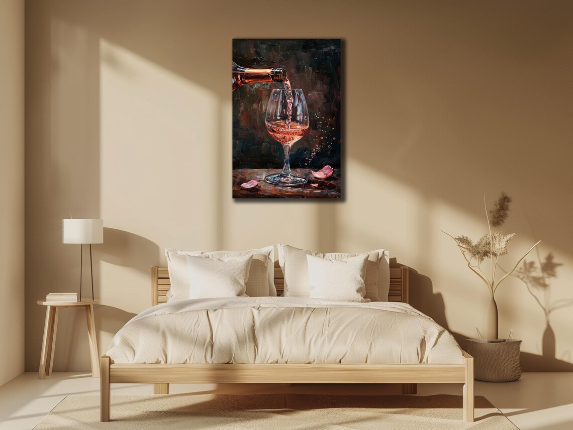 Red Wine Pouring Bottle To Glass Dark Moody Still Life Poster - Image 3