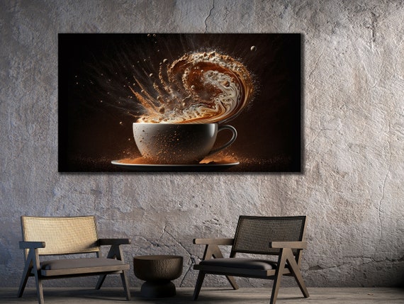 Brown Cup Of Coffee Coffee Print Wall Art Gift Print For Coffee Shop Coffee Splash Painting Art Coffee Cup Poster