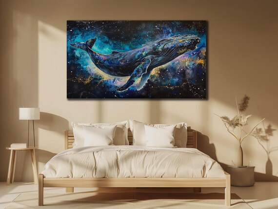 Whale Prints Large Whale Painting Art Wall Hanging House Gift Ideas Bedroom Wall Decor Animal Wall Art Blue Sea Poster