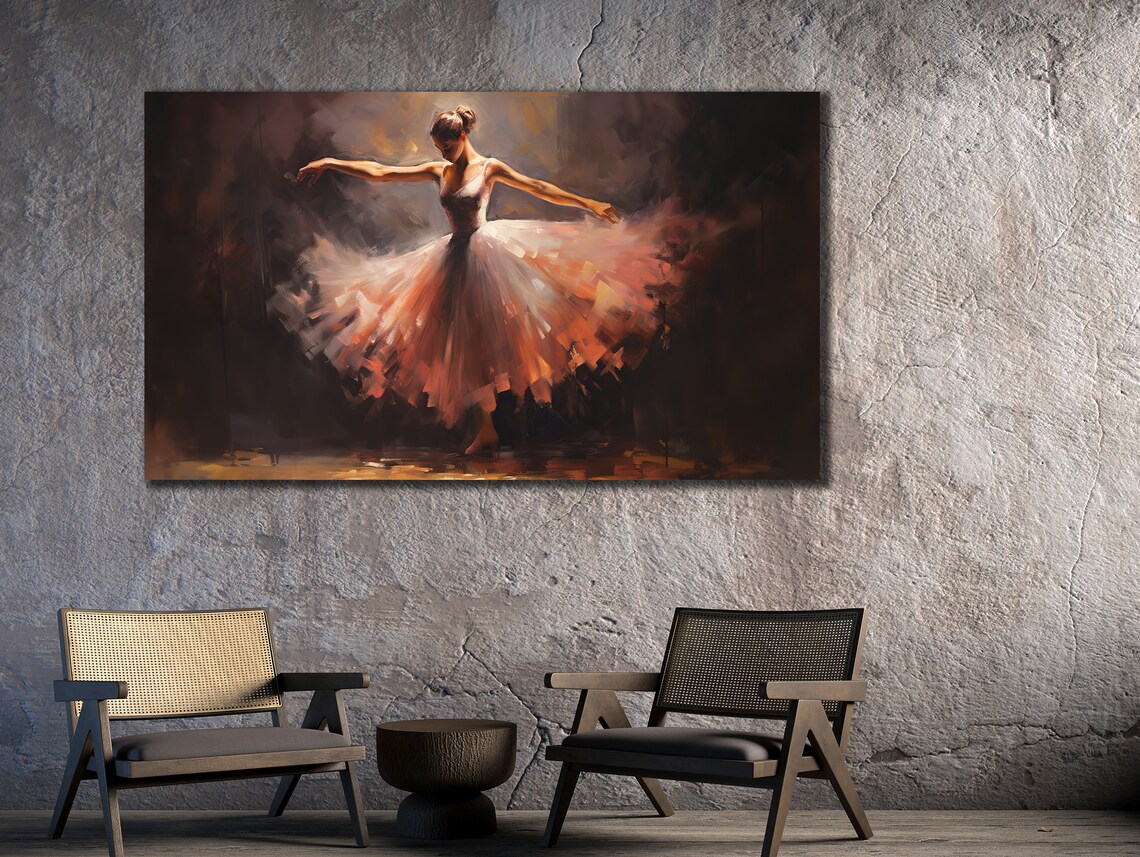 Ballerina Pink Tutu Dark Background Oil Painting Dancer Art Poster - Image 3