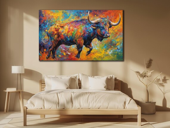 Bull Portrait Wall Art Matador Bull Fighting Colorful Bull Poster Farmer Gifts Home Decor Art Prints Room Gift
