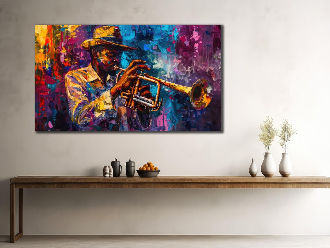 Jazz Trumpet Player Colorful Abstract Music Musician Portrait Poster - Image 2