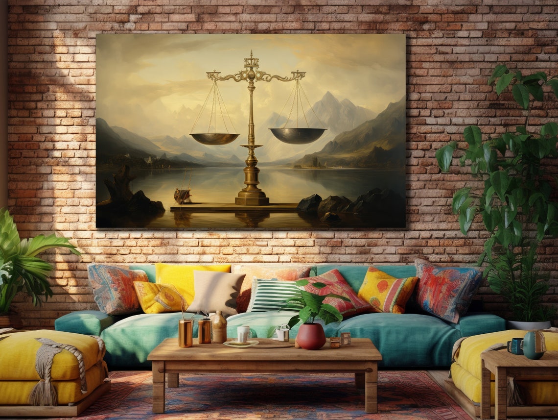 Scales Of Justice Art Lawyer Office Wall Decor Print Wall Art Gift For Lawyer Lawyer Gifts Balance Of Justice Painting On