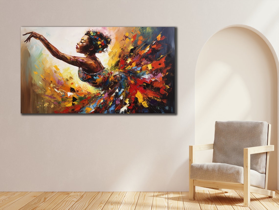 Ballerina Dancer Color Explosion Elegant Dance Painting Wall Art - Image 3