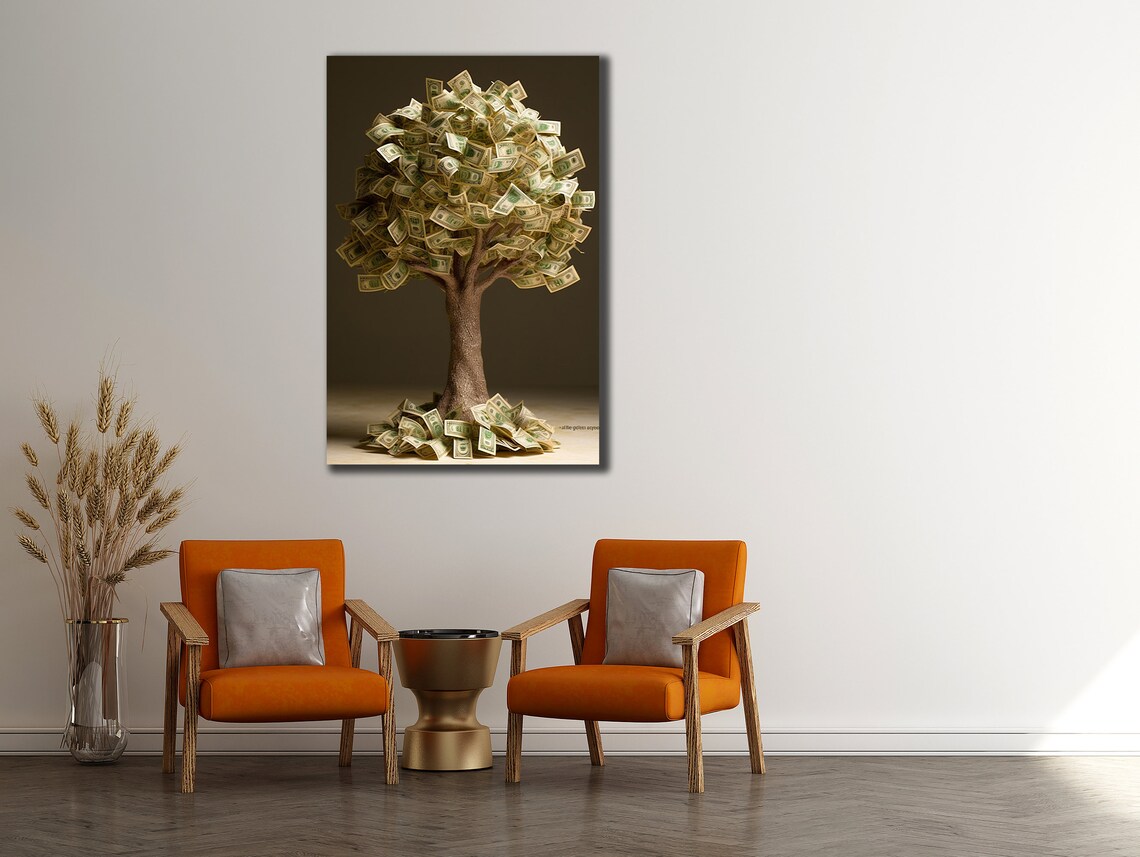 Money Tree Painting, Contemporary Wall Decor Print - Image 2