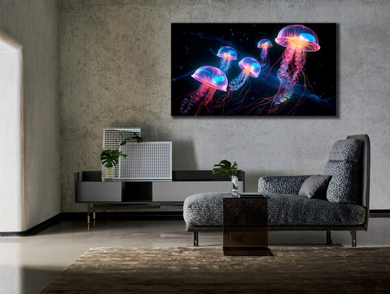 Jellyfish Print Wall Art Colorful Jellyfish Art Animal Art Print Farmhouse Art Gifts Home Wall Decor Sea Life Ocean Poster